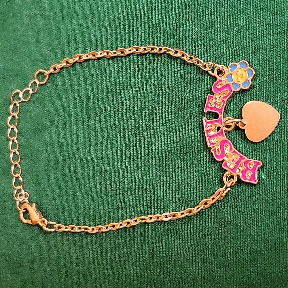 Girls "Besties" Bracelet With Flower And Heart